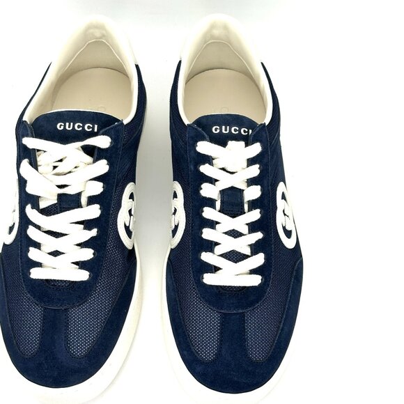GUCCI Mens Sweet Interlocking G Logo Lace Up Low Top Suede Sneakers Shoes main image 8